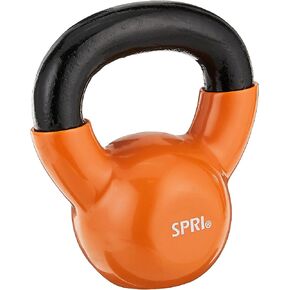 SPRI Kettlebell Weights Deluxe Cast Iron Vinyl Coated Comfort Grip Wide Handle Color Coded Kettlebell Weight Set