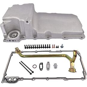 NEWZQ 302-1 LS Swap Retrofit Aluminum Oil Pan LS1 LS2 LS3 LS6 Rear Sump, Pick Up, Gasket Compatible with GM LS Retro 81074