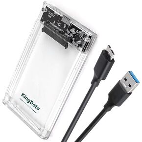 KingData SSD/HDD Enclosure 2.5in SATA III USB 3.0, Tool-free LED Indicator, Fast Data Transfer, UASP Cable Included, Portable Hard Drive Enclosure for Laptop, Windows, Linux, Mac