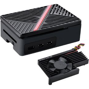 GeeekPi Case for Raspberry Pi 5, Pi 5 ABS Case with Armor Lite V5 Heatsink Fan for Raspberry Pi 5 4GB/8GB (Black)