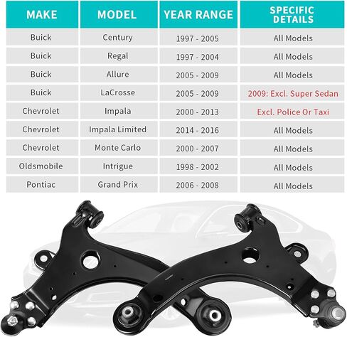 YITAMOTOR Front Suspension Kit Compatible with 1997-2009 Buick Century/Regal/Allure/LaCrosse, 2000-2016 Chevy Impala/Monte Carlo, 1998-2002 Oldsmobile Intrigue, 2004-2008 Pontiac Grand Prix in Saudi Arabia
