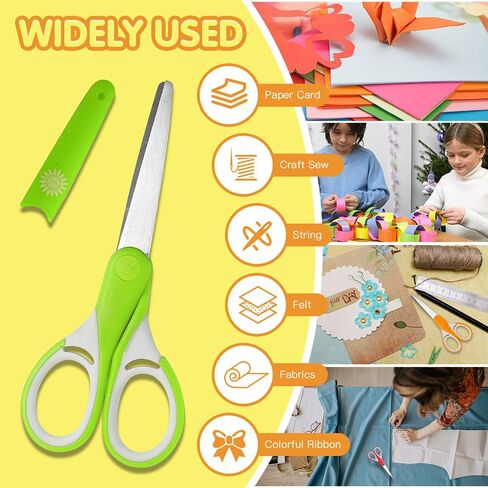 Potamish Kids Scissors (4-Pack, Rounded-tip, 5.2''), Small Safety Scissors Blunt-tip Toddler Scissors with Cover, Soft Grip Kid scissors for School Classroom Children, Assorted Colors PM-041-A in Saudi Arabia
