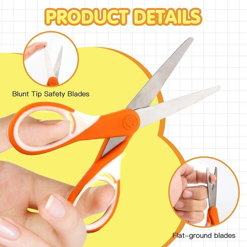 Potamish Kids Scissors (4-Pack, Rounded-tip, 5.2''), Small Safety Scissors Blunt-tip Toddler Scissors with Cover, Soft Grip Kid scissors for School Classroom Children, Assorted Colors PM-041-A in Saudi Arabia