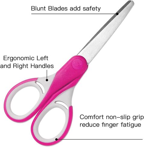 Potamish Kids Scissors (4-Pack, Rounded-tip, 5.2''), Small Safety Scissors Blunt-tip Toddler Scissors with Cover, Soft Grip Kid scissors for School Classroom Children, Assorted Colors PM-041-A in Saudi Arabia