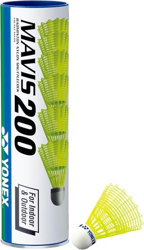 YONEX Mavis 200i Green Cap Nylon Shuttle - Yellow Slow Green Cap Warm Conditions Pack of 6 in Saudi Arabia