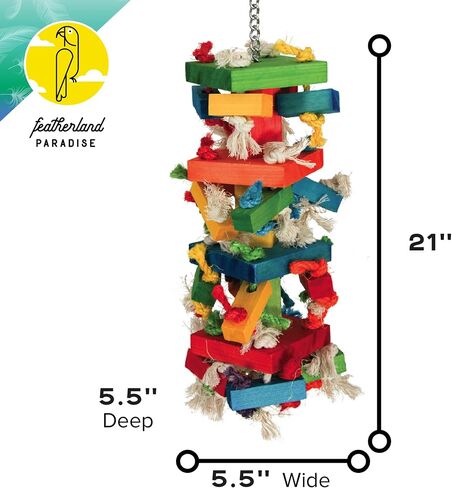 Featherland Paradise | Knots N Blocks - XXL Bird Toy | Parrot Toys | Bird Toys for Parrots, Macaws, Cockatoos, Very Large Birds, Big Beaks in Saudi Arabia