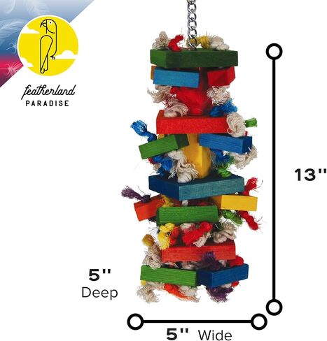 Featherland Paradise | Knots N Blocks - XXL Bird Toy | Parrot Toys | Bird Toys for Parrots, Macaws, Cockatoos, Very Large Birds, Big Beaks in Saudi Arabia