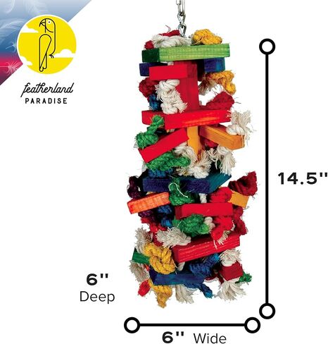 Featherland Paradise | Knots N Blocks - XXL Bird Toy | Parrot Toys | Bird Toys for Parrots, Macaws, Cockatoos, Very Large Birds, Big Beaks in Saudi Arabia