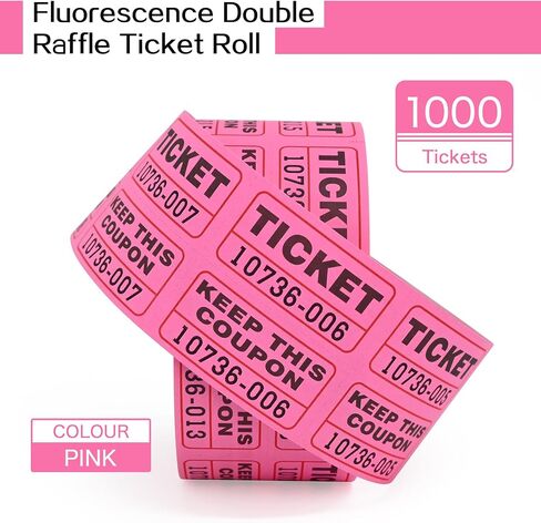 L LIKED Fluorescence Raffle Tickets Double Roll 1000 Tickets Neon Orange High Light 50/50 Tickets for Event,Raffle,Fundraiser in Saudi Arabia