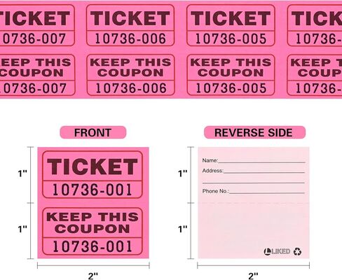 L LIKED Fluorescence Raffle Tickets Double Roll 1000 Tickets Neon Orange High Light 50/50 Tickets for Event,Raffle,Fundraiser in Saudi Arabia