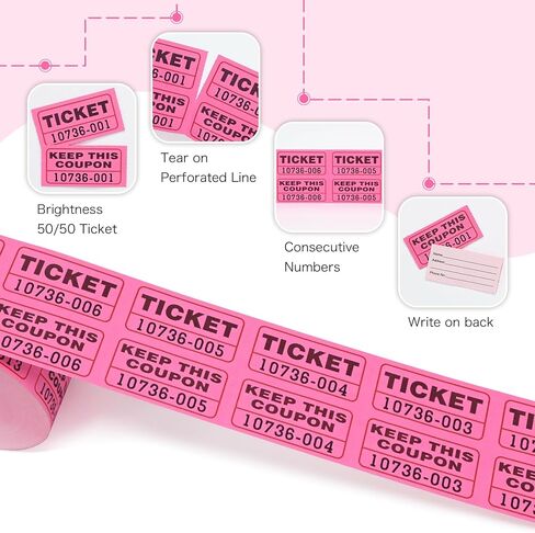 L LIKED Fluorescence Raffle Tickets Double Roll 1000 Tickets Neon Orange High Light 50/50 Tickets for Event,Raffle,Fundraiser in Saudi Arabia