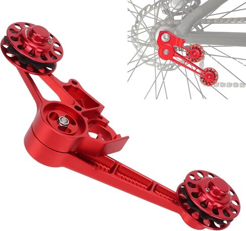 VGEBY Bike Chain Guide Tensioner, 10T Bike Single Speed Aluminum Chain Tensioner Wear-Resistant Rear Derailleur Chain Tensioner(red) in Saudi Arabia