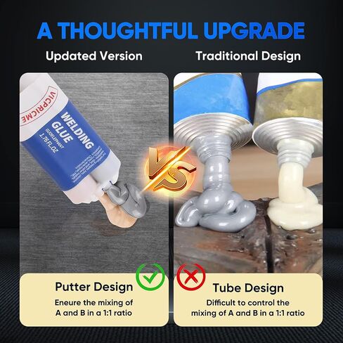 غراء معدني من VICPRICME، 1.76 أونصة من جزأين من غراء إيبوكسي اللحام المعدني السائل، معجون إصلاح الحشو البحري، غراء عالي التحمل مقاوم لدرجات الحرارة العالية، أقوى غراء للمعادن والسيراميك والفولاذ المقاوم للصدأ in Kuwait