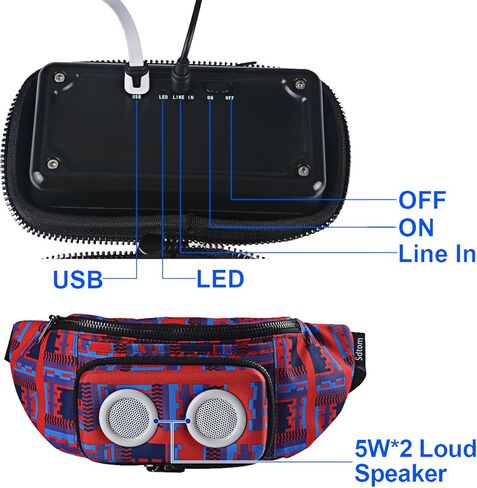 Fanny Pack with Bluetooth Speaker, Durable Bluetooth Speaker Fannypack with 8W Louder Sound, 10H Playtime Waist Bag for Parties, Beach, Festival Works with iPhone Xs MAX, XR, 8 Plus, Android in Saudi Arabia