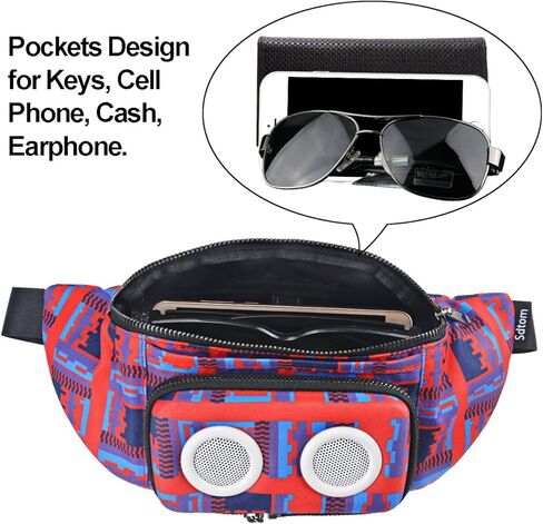 Fanny Pack with Bluetooth Speaker, Durable Bluetooth Speaker Fannypack with 8W Louder Sound, 10H Playtime Waist Bag for Parties, Beach, Festival Works with iPhone Xs MAX, XR, 8 Plus, Android in Saudi Arabia