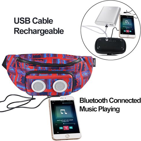 Fanny Pack with Bluetooth Speaker, Durable Bluetooth Speaker Fannypack with 8W Louder Sound, 10H Playtime Waist Bag for Parties, Beach, Festival Works with iPhone Xs MAX, XR, 8 Plus, Android in Saudi Arabia