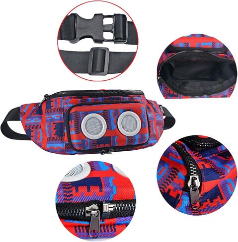 Fanny Pack with Bluetooth Speaker, Durable Bluetooth Speaker Fannypack with 8W Louder Sound, 10H Playtime Waist Bag for Parties, Beach, Festival Works with iPhone Xs MAX, XR, 8 Plus, Android in Saudi Arabia
