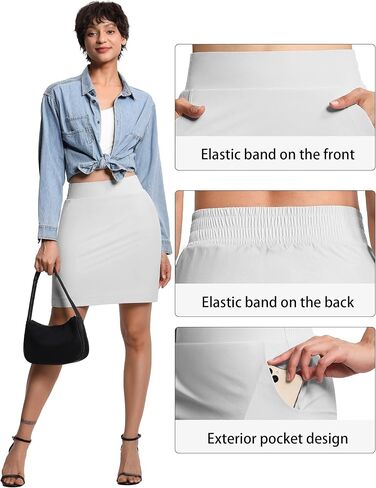 THE GYM PEOPLE Women's Golf Skorts Modest Knee Length Athletic Tennis Skirts Built-in Shorts with 4 Pockets in Saudi Arabia