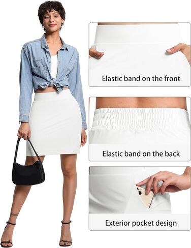 THE GYM PEOPLE Women's Golf Skorts Modest Knee Length Athletic Tennis Skirts Built-in Shorts with 4 Pockets in Saudi Arabia