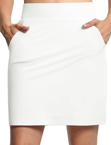 THE GYM PEOPLE Women's Golf Skorts Modest Knee Length Athletic Tennis Skirts Built-in Shorts with 4 Pockets in Saudi Arabia