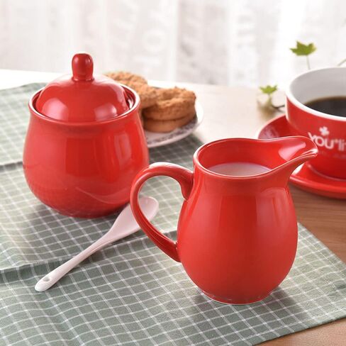 RockTrend Colorful Ceramic Milk Jug Sugar Bowl, Coffee Serving Set, Creamer Pitcher and Sugar Bowl Set in Saudi Arabia