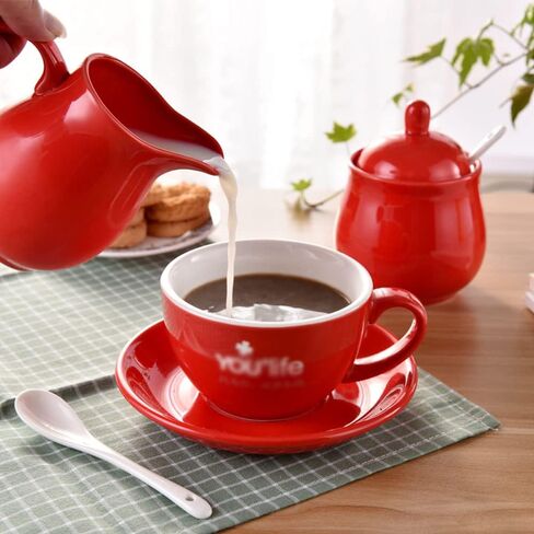 RockTrend Colorful Ceramic Milk Jug Sugar Bowl, Coffee Serving Set, Creamer Pitcher and Sugar Bowl Set in Saudi Arabia