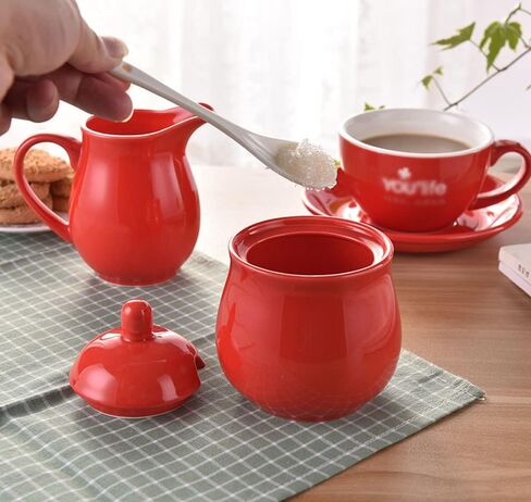 RockTrend Colorful Ceramic Milk Jug Sugar Bowl, Coffee Serving Set, Creamer Pitcher and Sugar Bowl Set in Saudi Arabia