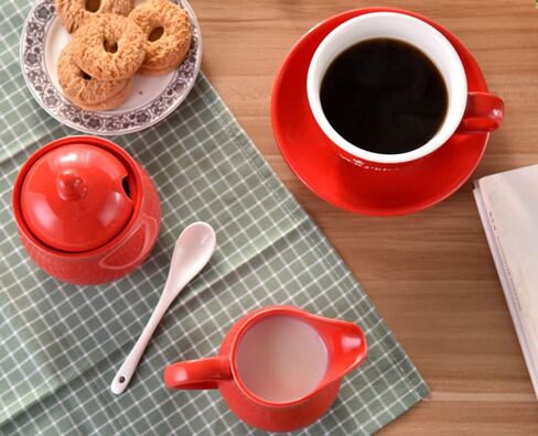RockTrend Colorful Ceramic Milk Jug Sugar Bowl, Coffee Serving Set, Creamer Pitcher and Sugar Bowl Set in Saudi Arabia