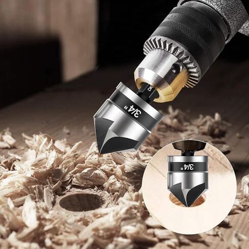 5 Pcs Countersink Drill Bit Set, 82 Degree, 5Flute with 1/4" Quick Change Hex Shank, Sizes 1/4" to 3/4" for Metal, Wood & Plastic, Ideal for Carpentry, Metalwork, Plastic Fabrication in Saudi Arabia