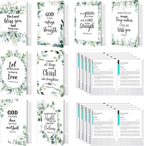 24 Pack Bible Verse Decorative Folders with 2 Pockets Cute 2 Pockets Folders Letter Size Folders with Pockets for Office Gifts(Flower Style) in Saudi Arabia