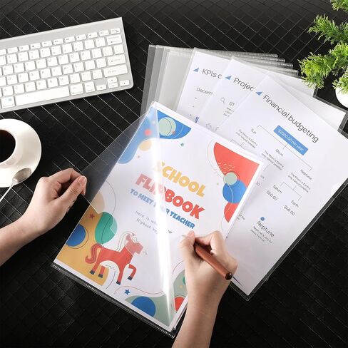 50 حزمة من المجلدات البلاستيكية من النوع L، جيوب مشروع شفافة، مجلد مستندات شفاف لأكمام السترة الورقية بحجم حرف A4 in Kuwait