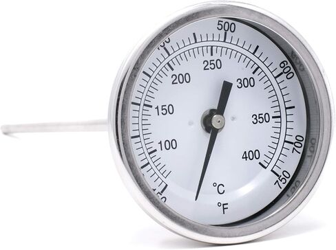 PIC Gauges B3B12-AA SS Case Bimetal Thermometer, 316 SS Stem, Back Angle Connection, 3" Dial, 12" Stem Length, 50/300° F & 10/149° C Temperature Range in Kuwait