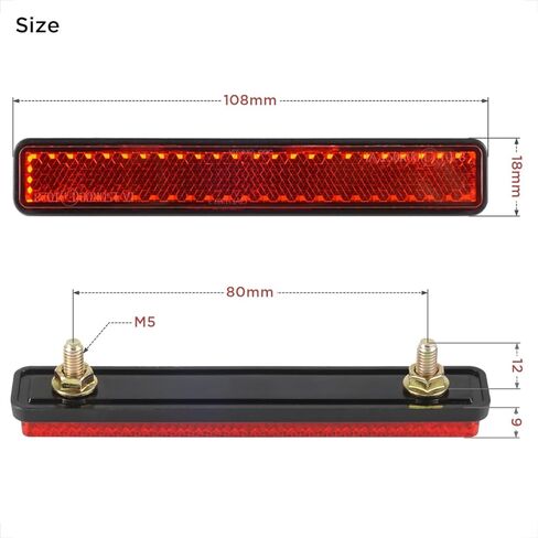 عاكس أحمر من Evermotor للدراجات النارية، عاكس تحذير عاكس للضوء مستطيل M5 مقاس 4.25 بوصة، مثبت على الشرفة UTV ATV للدراجات النارية (قطعتان) in Kuwait