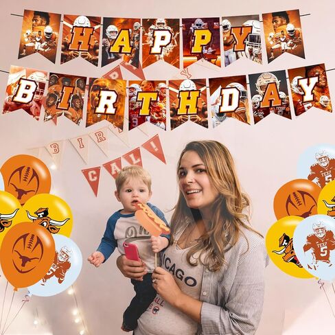 Texas Aesthetic Longhorns Party Decorations,Birthday Party Supplies For Texas Baseball Party Supplies Includes Banner - Cake Topper - 12 Cupcake Toppers - 18 Balloons in Saudi Arabia