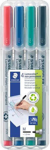 قلم تحديد للمسح الرطب غير الدائم من Staetdler Lumograph، أقلام تحديد ملونة منخفضة الرائحة، 8 عبوات ألوان متنوعة، 311-WP8 in Saudi Arabia