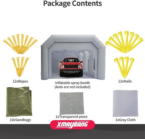 Xmaybang Inflatable Spray Booth 12x7.2x8.9ft,Portable Auto Paint Booth with Filtration System,Suitable for Motorcycles, Outdoor Tents, Medical Aids, Auto Parts, Etc,Blower Not Included in Saudi Arabia
