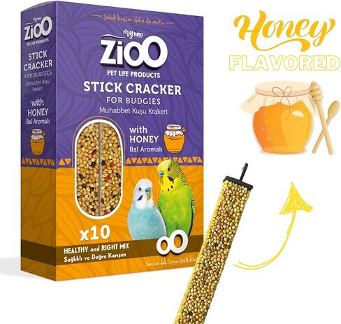 VHD MyBird Treat Stick Cracker for Budgies 10 عدد - مكافآت الطيور بنكهة العسل، العصي المقرمشة، الدخن، 10 قطع في عبوة واحدة، تتضمن الشماعة، مزيج صحي وصحيح، سهل الهضم in Kuwait