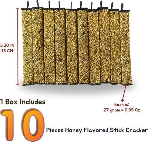 VHD MyBird Treat Stick Cracker for Budgies 10 عدد - مكافآت الطيور بنكهة العسل، العصي المقرمشة، الدخن، 10 قطع في عبوة واحدة، تتضمن الشماعة، مزيج صحي وصحيح، سهل الهضم in Kuwait