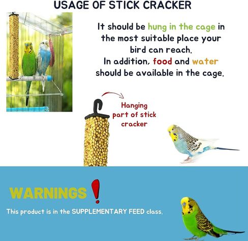 VHD MyBird Treat Stick Cracker for Budgies 10 عدد - مكافآت الطيور بنكهة العسل، العصي المقرمشة، الدخن، 10 قطع في عبوة واحدة، تتضمن الشماعة، مزيج صحي وصحيح، سهل الهضم in Kuwait