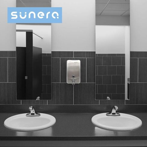 موزع صابون تجاري من الفولاذ المقاوم للصدأ SUNERA 304 مع حاوية بلاستيكية، مثبت على الحائط للحمام - صمام نحاسي ممتاز - الخلوص - in Kuwait