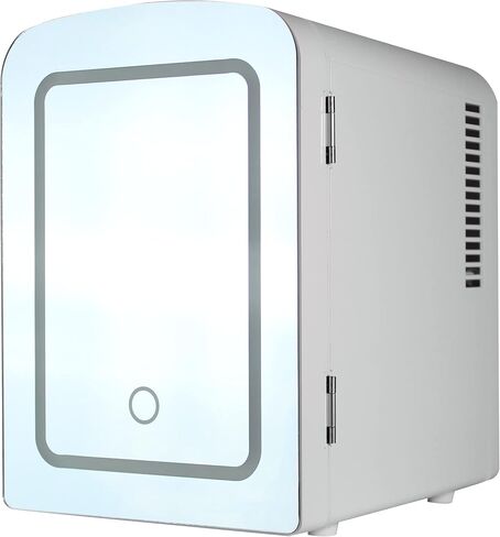 ثلاجة صغيرة محمولة، ثلاجة كهروحرارية باردة وساخنة، باب مرآة مزود بإضاءة LED باللون الأبيض، تتضمن محولات للمنزل والسيارة، لحفظ مستحضرات التجميل والعناية بالبشرة والصودا والأطعمة الطازجة، سعة 4 لتر in Kuwait