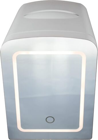ثلاجة صغيرة محمولة، ثلاجة كهروحرارية باردة وساخنة، باب مرآة مزود بإضاءة LED باللون الأبيض، تتضمن محولات للمنزل والسيارة، لحفظ مستحضرات التجميل والعناية بالبشرة والصودا والأطعمة الطازجة، سعة 4 لتر in Kuwait