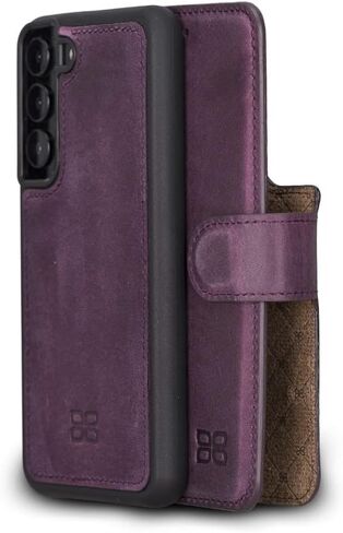 BOULETTA Leather Wallet Case for Samsung Galaxy S22 - Detachable Magnetic RFID Flip Folio Phone Cover with 4 Card Slots for Men and Women 6.1'' Purple in Saudi Arabia