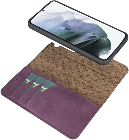 BOULETTA Leather Wallet Case for Samsung Galaxy S22 - Detachable Magnetic RFID Flip Folio Phone Cover with 4 Card Slots for Men and Women 6.1'' Purple in Saudi Arabia