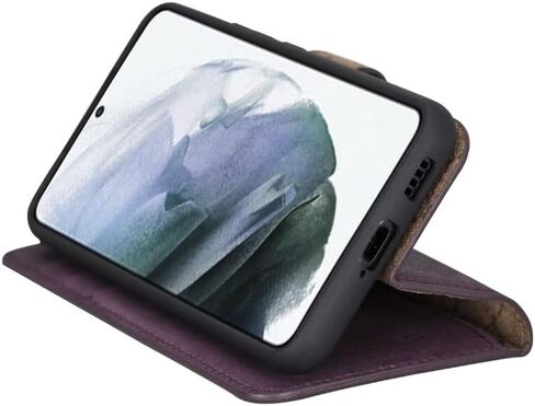 BOULETTA Leather Wallet Case for Samsung Galaxy S22 - Detachable Magnetic RFID Flip Folio Phone Cover with 4 Card Slots for Men and Women 6.1'' Purple in Saudi Arabia