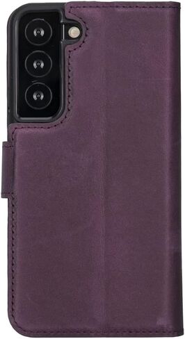 BOULETTA Leather Wallet Case for Samsung Galaxy S22 - Detachable Magnetic RFID Flip Folio Phone Cover with 4 Card Slots for Men and Women 6.1'' Purple in Saudi Arabia