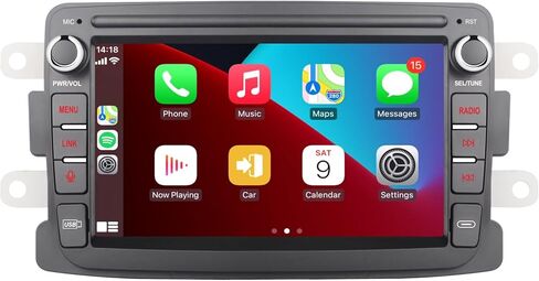 ستيريو سيارة LXKLSZ متوافق مع Carplay اللاسلكي/Android Auto لرينو داسيا داستر سانديرو لوجان كابتور رمز دوكر مع شاشة لمس IPS/بلوتوث/وصلة مرآة/FM/AM/USB in Kuwait