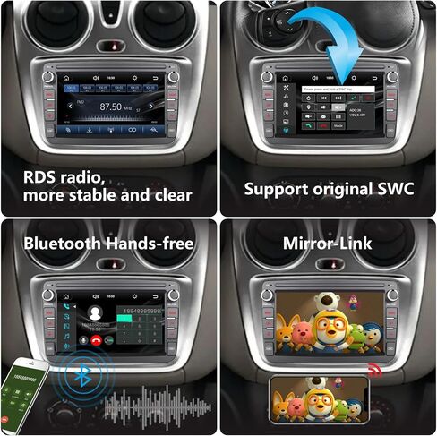 ستيريو سيارة LXKLSZ متوافق مع Carplay اللاسلكي/Android Auto لرينو داسيا داستر سانديرو لوجان كابتور رمز دوكر مع شاشة لمس IPS/بلوتوث/وصلة مرآة/FM/AM/USB in Kuwait