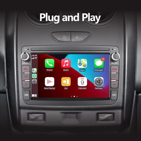 ستيريو سيارة LXKLSZ متوافق مع Carplay اللاسلكي/Android Auto لرينو داسيا داستر سانديرو لوجان كابتور رمز دوكر مع شاشة لمس IPS/بلوتوث/وصلة مرآة/FM/AM/USB in Kuwait