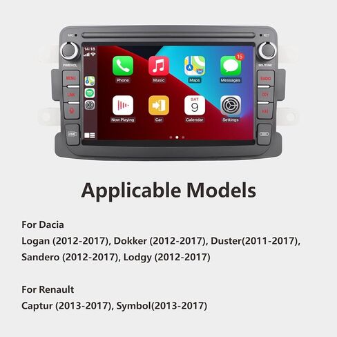ستيريو سيارة LXKLSZ متوافق مع Carplay اللاسلكي/Android Auto لرينو داسيا داستر سانديرو لوجان كابتور رمز دوكر مع شاشة لمس IPS/بلوتوث/وصلة مرآة/FM/AM/USB in Kuwait